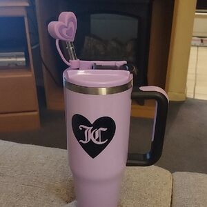 Juicy Couture Purple Travel Mug with Heart Straw